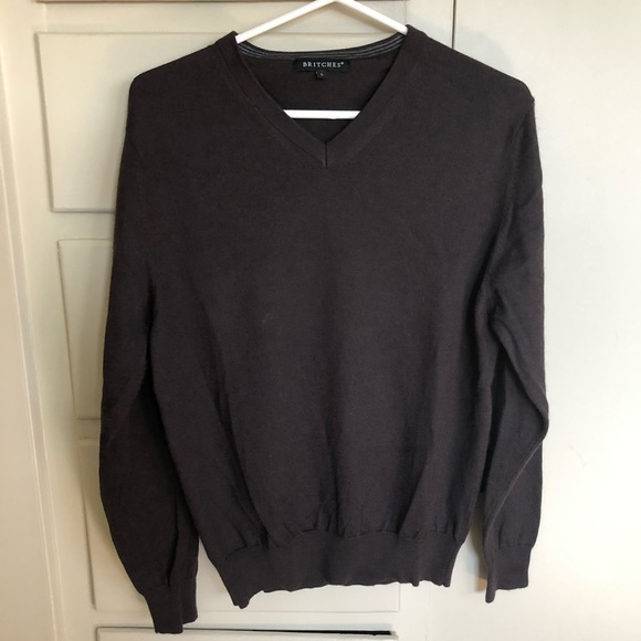 Chocolate Brown V-Neck Sweater - Picture 1 of 6
